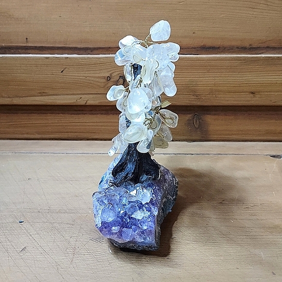 Raw AMETHYST Wirewrapped Polished Quartz Bonsai Tree - Picture 3 of 10
